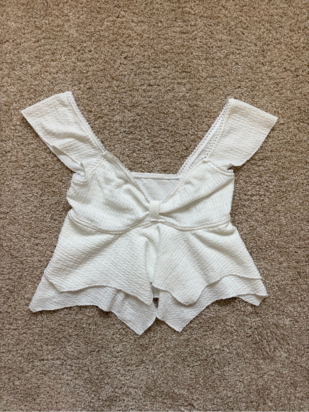 White Ruffle Front Babydoll Top